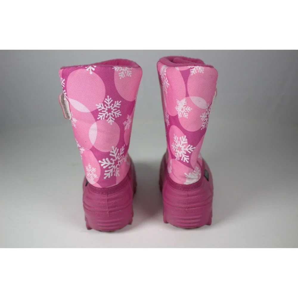 Tundra Teddy Girls US 10 Pink Snow Boots Snowflakes Print Winter Waterproof